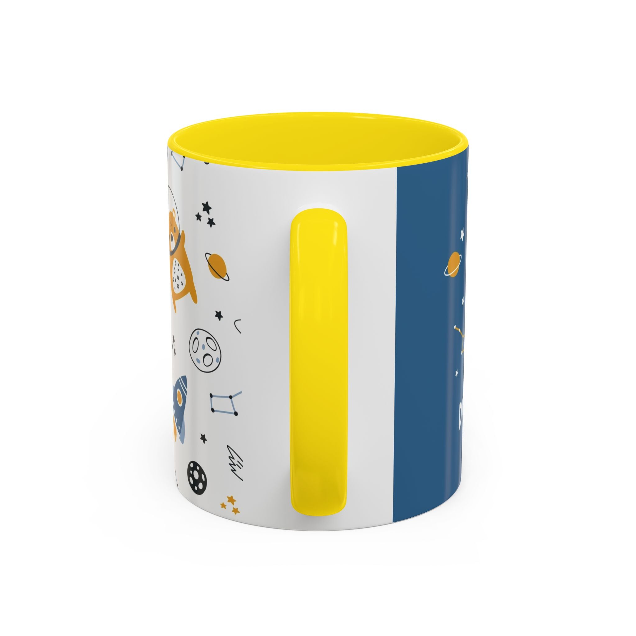 Space Bear Accent Coffee Mug | Cute Astronaut Teddy Cup with Dream Big Quote | 11oz 15oz Ceramic Gift