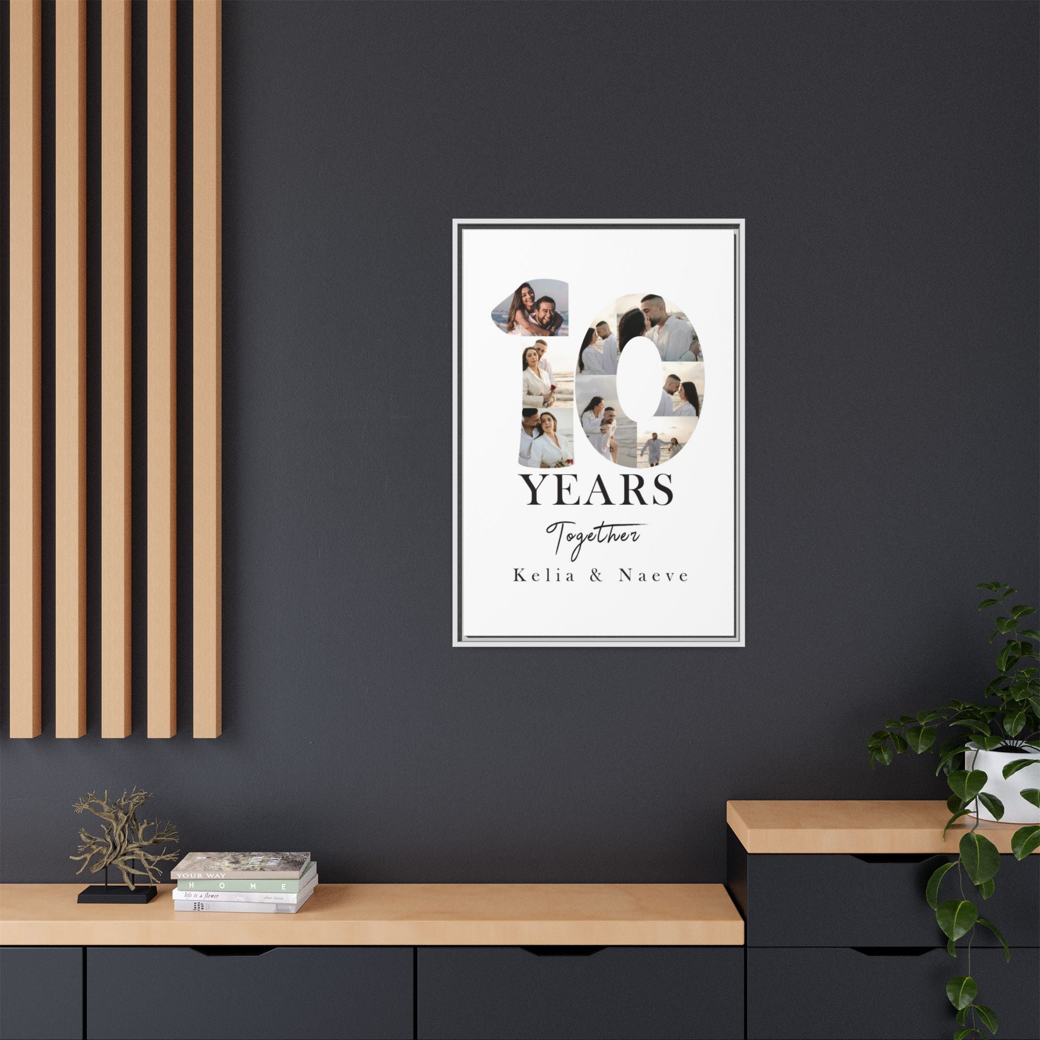 Years Together Framed Canvas Print | Anniversary Timeline Wall Art for Couples | Matte Canvas, Framed (Multi-color)
