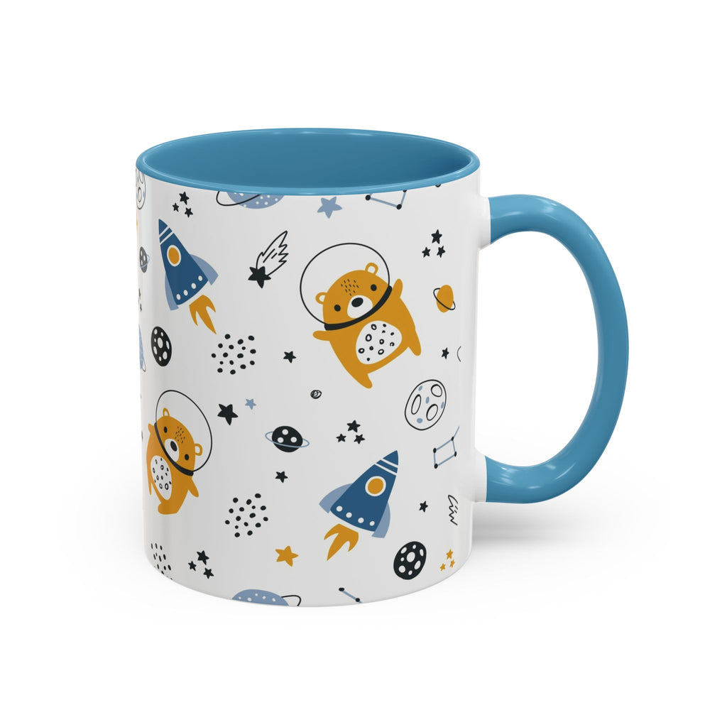 Space Bear Accent Coffee Mug | Cute Astronaut Teddy Cup with Dream Big Quote | 11oz 15oz Ceramic Gift