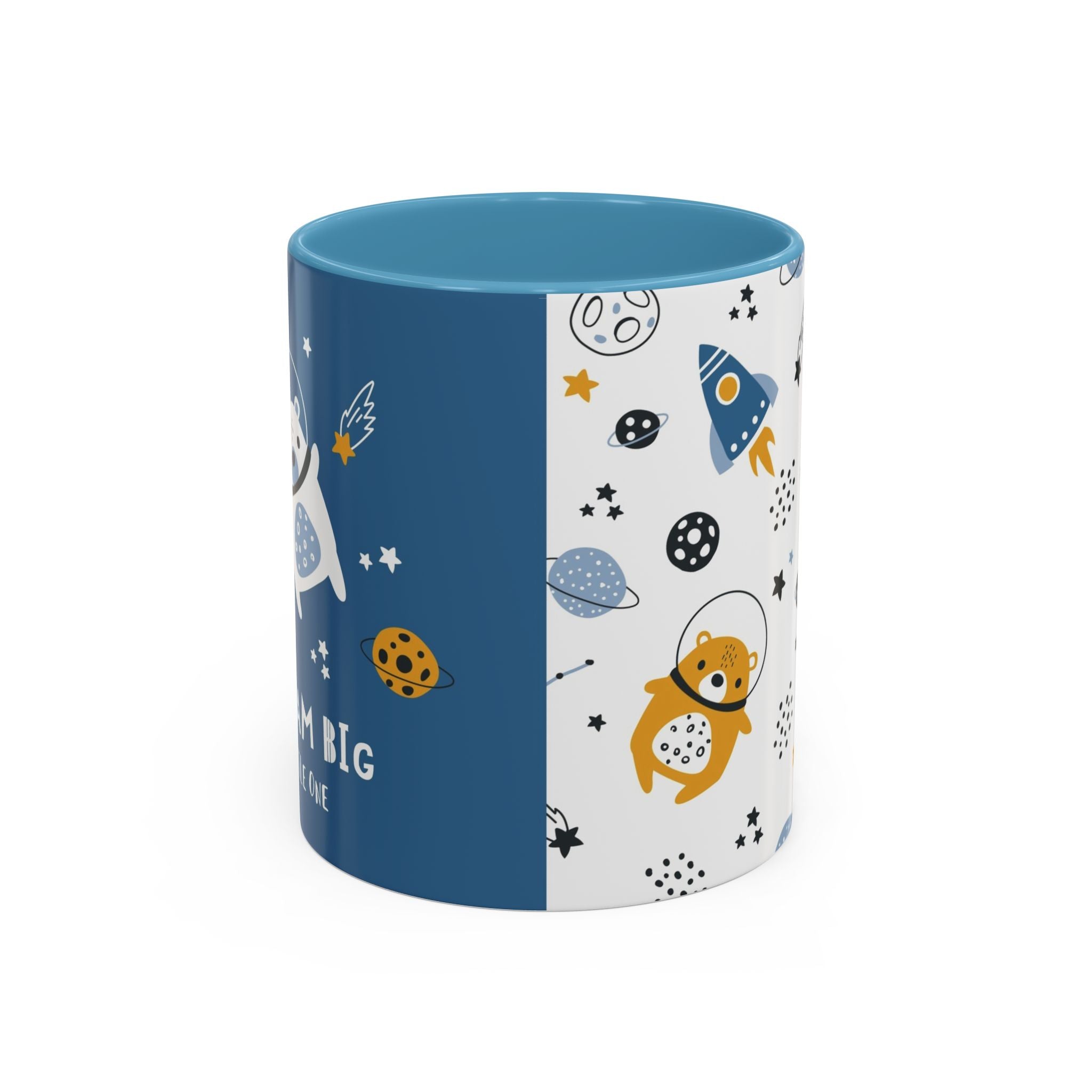 Space Bear Accent Coffee Mug | Cute Astronaut Teddy Cup with Dream Big Quote | 11oz 15oz Ceramic Gift