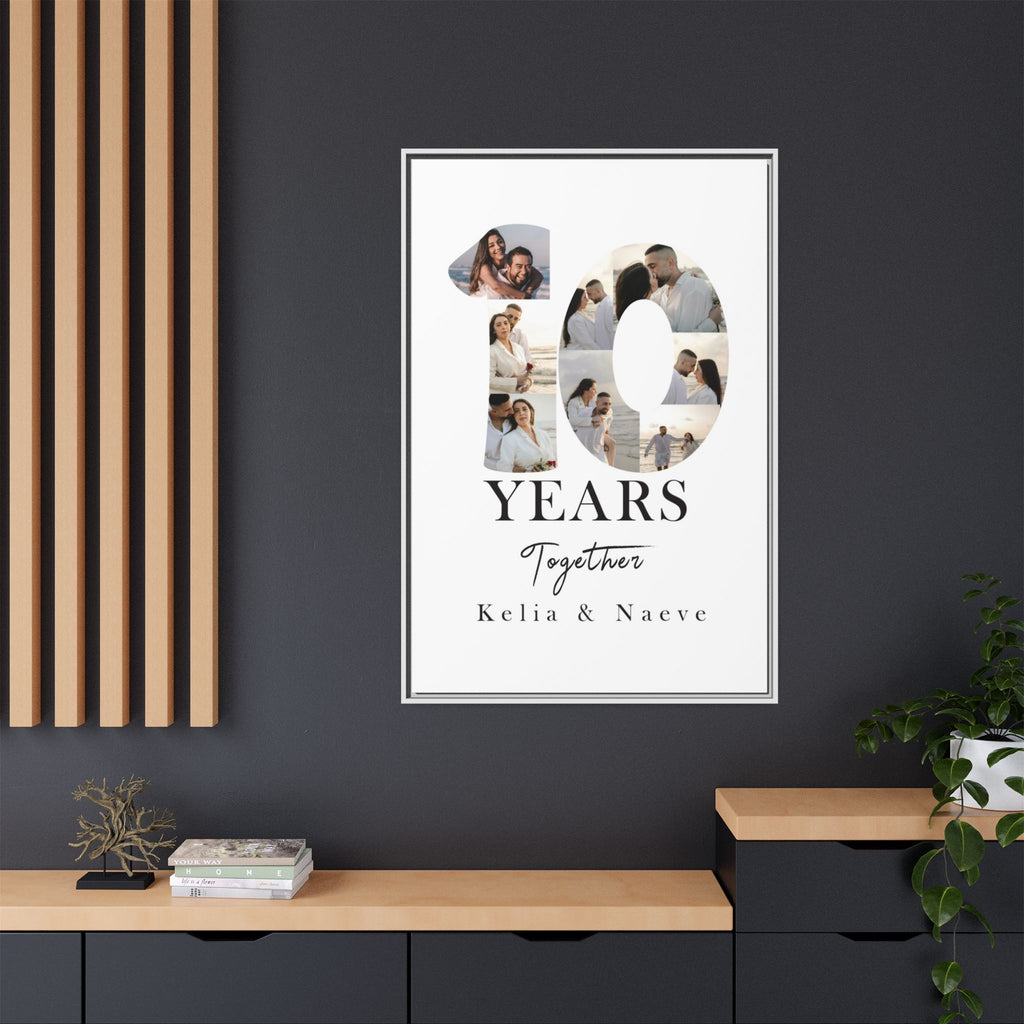 Years Together Framed Canvas Print | Anniversary Timeline Wall Art for Couples | Matte Canvas, Framed (Multi-color)