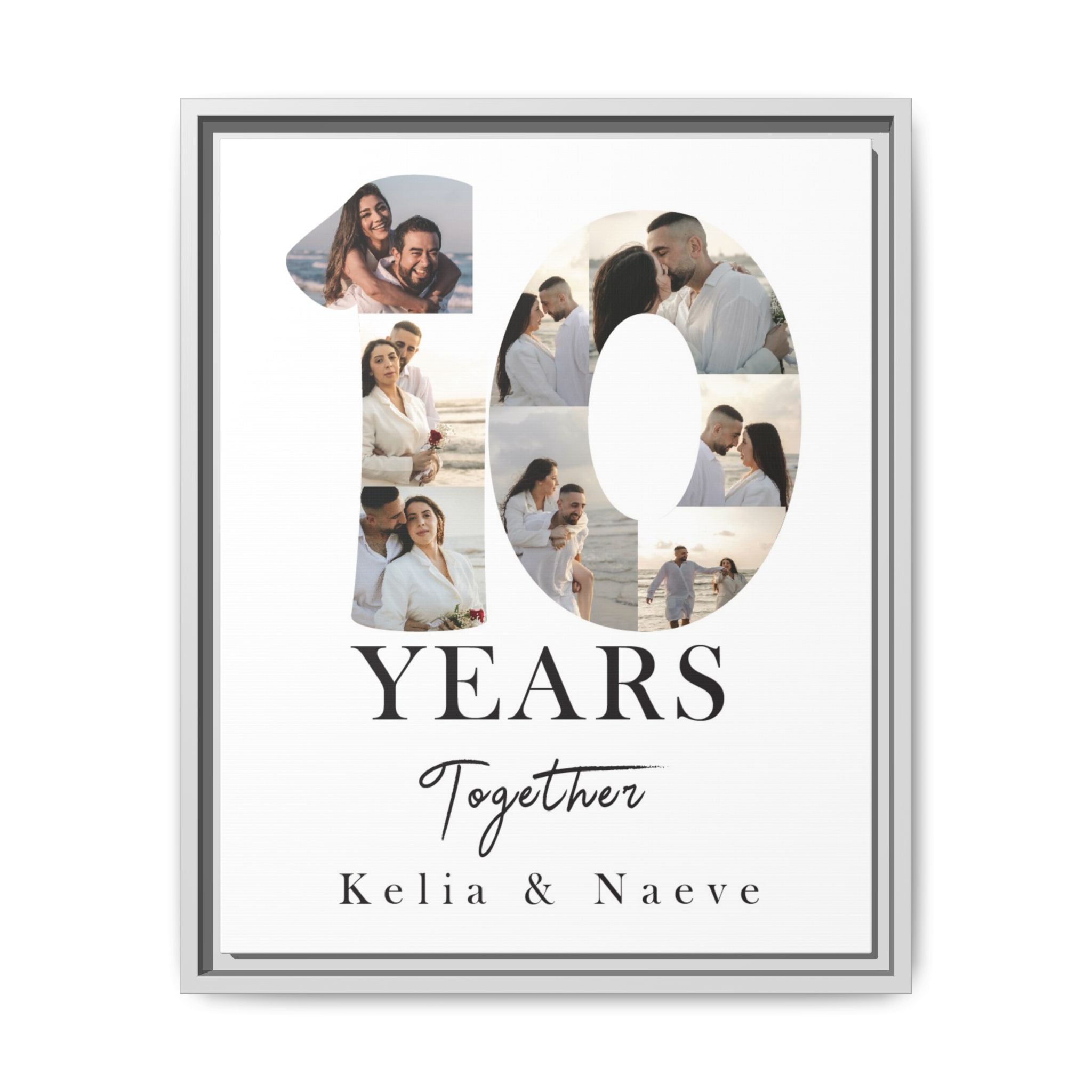 Years Together Framed Canvas Print | Anniversary Timeline Wall Art for Couples | Matte Canvas, Framed (Multi-color)
